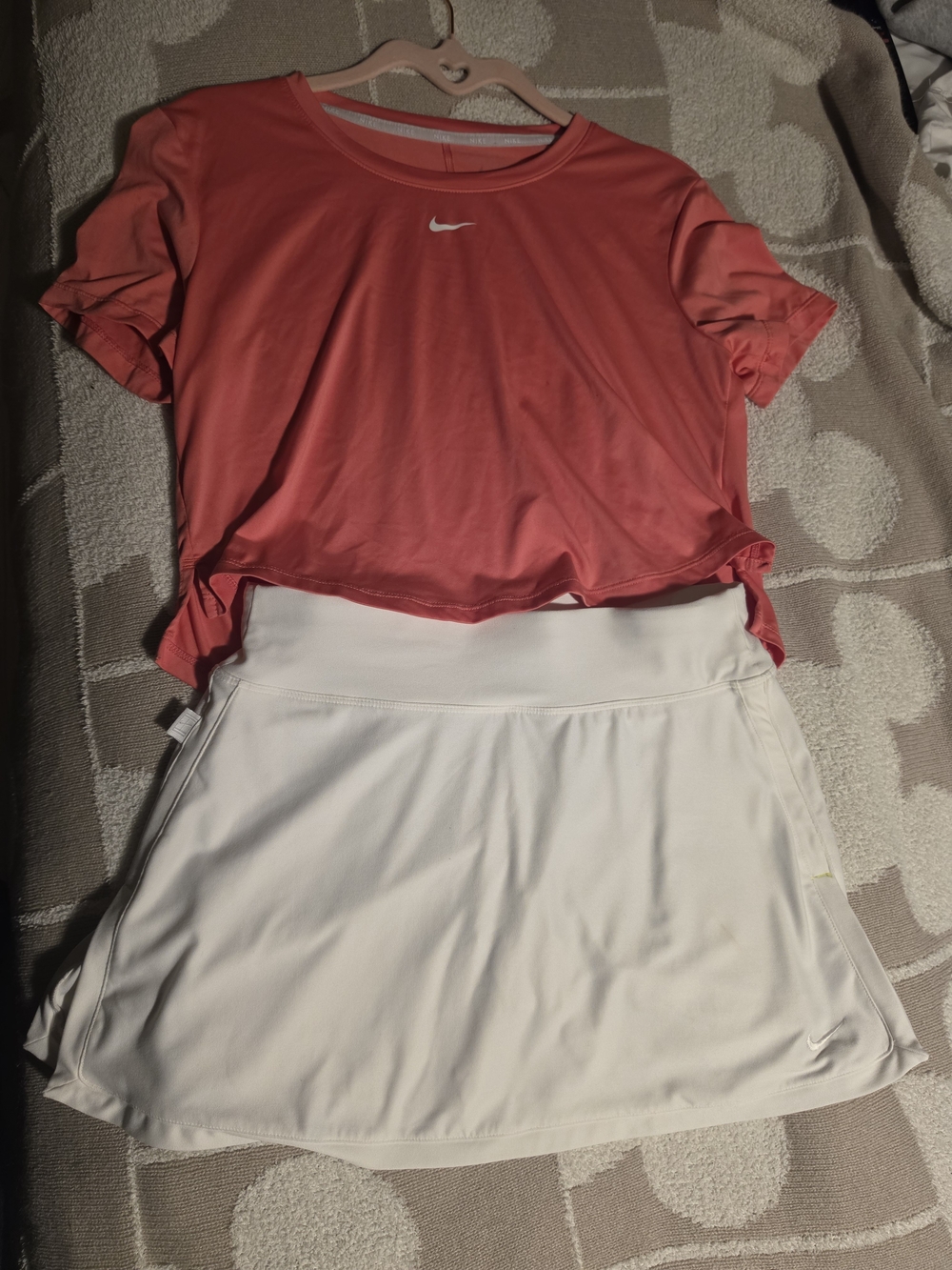 Nike Coral Performance Crop Top with White Athletic Skort